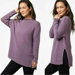 PACT Organic Cotton Knit Mock Neck Tunic Dusty Purple Sweater